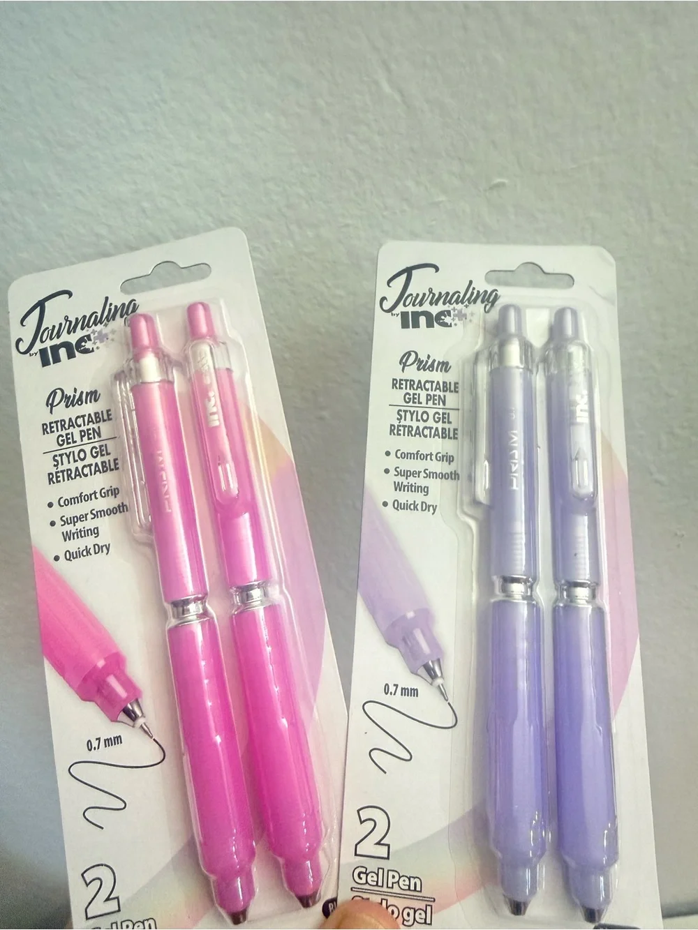 Prism Retractable Gel Pens - Pink & Purple (2-Pack Each)